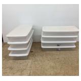 Eight Sterilite Plastic Storage Bins with Lids