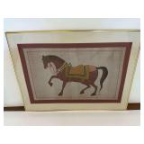 Framed Mughal Horse Painting on Fabric