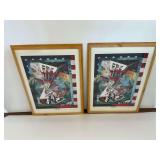 Two Marc Dull "Heroes Day" Prints in Wooden Frames