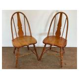 Pair of Wooden Spindle Back Chairs