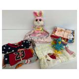 Four Baby Blankets and Plush Toy Group