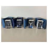Four Laser Etched Crystal Paperweights with Eagle Designs