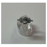 Sterling Silver Multi Aquamarine and White Topaz Gemstone Ring...Size 10