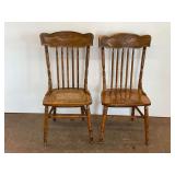Two Spindle Back Wooden Chairs