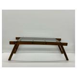 Folding Wooden Breakfast Tray with Glass Insert