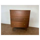 Three Drawer Wooden Chest with Tapered Legs