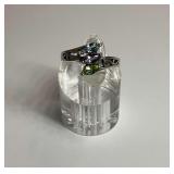 Sterling Silver Marquise Cut Amethyst, Peridot and Topaz Gemstone Ring...Size 8