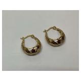 Gold Tone Sterling Silver Filigree Hoop Earrings