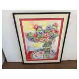 Framed Watercolor Floral Still Life