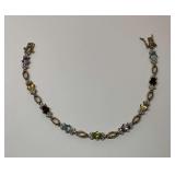 Gold Wash Sterling Silver Multi Amethyst, Garnet, Citrine, Peridot, and Topaz  Gemstone 7.5 in., Tennis Bracelet
