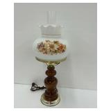 Floral Glass and Wooden Table Lamp… works