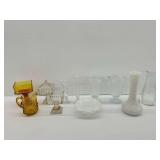 Glassware Including Vases, Candy Containers, and More