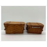 Two Wooden Picnic Baskets with Plastic Tableware