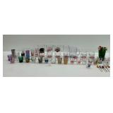 Assorted Barware Glasses and Drink Stirrers