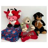 Three Stuffed Animals and Two Blankets