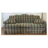 Cochrane Furniture Plaid Sofa with Wooden Accents
