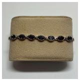 Sterling Silver Multi Amethyst Adjustable Boxlink Slide Bracelet...Opens to 9 in.