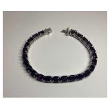 Sterling Silver Multi Deep Amethyst Gemstone 7.25 in. Tennis Bracelet with Safety Locks