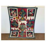 Handmade Fabric Quilt with Floral and Patriotic Motifs