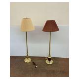 two Metal Floor Lamps with Fabric Shades...both work