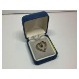 10K Gold Heart Pendant with Accent Stones