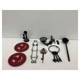 Miniature Candlestick Telephone Replica and Decorative Cast Iron and Wrought Iron Items