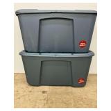 Two Plastic Storage Totes... one has rollers