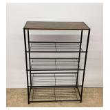 Four-Tier Metal and Wood Laminate Storage Shelf