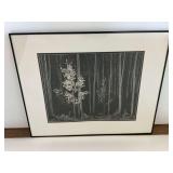 Framed Black and White Forest Photograph