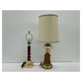 Two Table Lamps with Wooden Bases