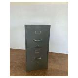 Two Drawer Gray Metal Filing Cabinet