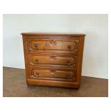 Vintage Three Drawer Wooden Chest with Casters