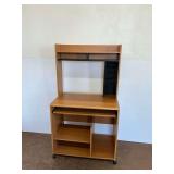 Wooden Computer Desk with Hutch and Sliding Keyboard Tray