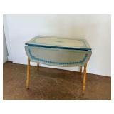 Dropleaf Kitchen Table with Enamel Top and Wooden Legs