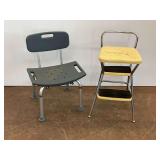 Gray Shower Chair and Cosco Step Stool