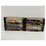 (4) Racing Champions 1:64 Scale Diecast Racing Team Transporter Semitrucks