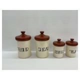 Ceramic Canister Set with Brown Lids