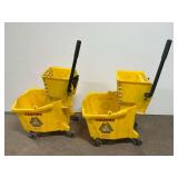 (2) Rubbermaid Yellow Mop Buckets with Wringers
