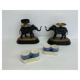 (2) Elephant Candle Holders with Blueberry Fields Candles
