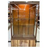 Wooden Display Case with Glass Shelves and Base