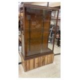 Glass Display Cabinet with Wooden Base