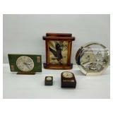 Various Desk Clocks Including Bentima and Rhythm Brands