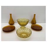 Amber Pressed Glass Tableware