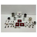 Mixed Metal and Pewter Tableware with Souvenir Items