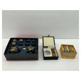 Asian Tea Set with Decorative Seal and Stamp Box