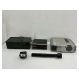 Electronics and Tools Including Epson PowerLite Projector and MagLite Flashlight