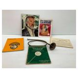 Brass Hunting Horn and Sheet Music