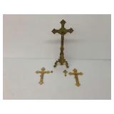 Crucifixes and Christian Crosses in Gold Tone Metal