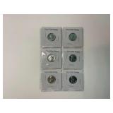 (6) 1943 Steel War Penny Coins in Cardboard Holders