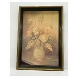 Framed Floral Still Life Print Signed Michele